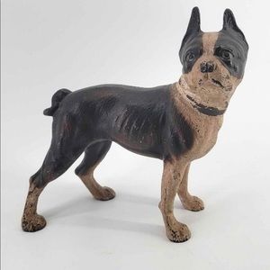 Vintage Hubley Cast Iron Bulldog Boston Terrier French Bulldog Original Paint